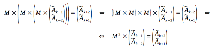 Rewriting according to the associativity property of the matrix multiplication